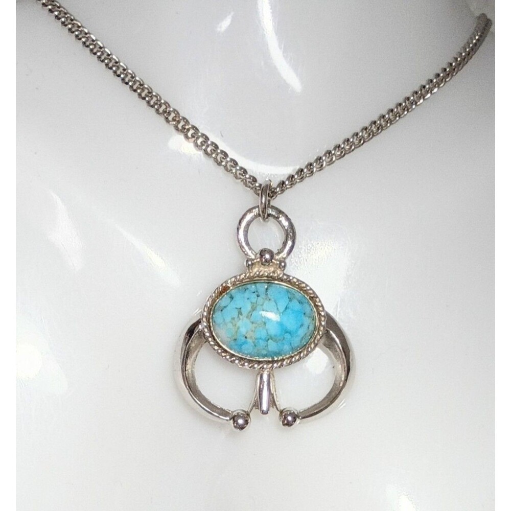 Vintage Southwestern Squash Blossom Pendant Necklace